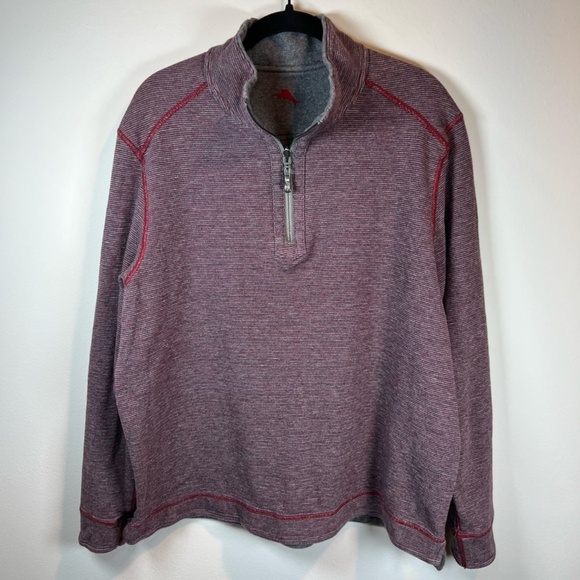 Tommy Bahama Mens Alpine View Reversible 1/4 Zip Pullover Sweater Gray Collar XL - Picture 10 of 16